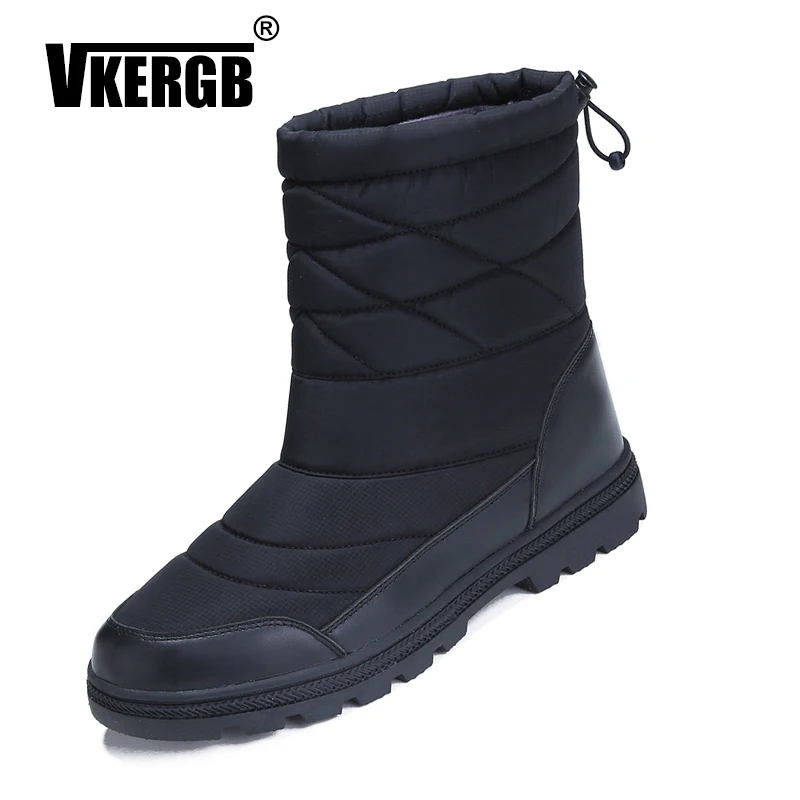 

VKERGB Winter Fashion Men Waterproof High Boots Outdoor Warm Snow Boots Men Sneakers Black Casual Non-Slip Cotton Shoes Plus 46