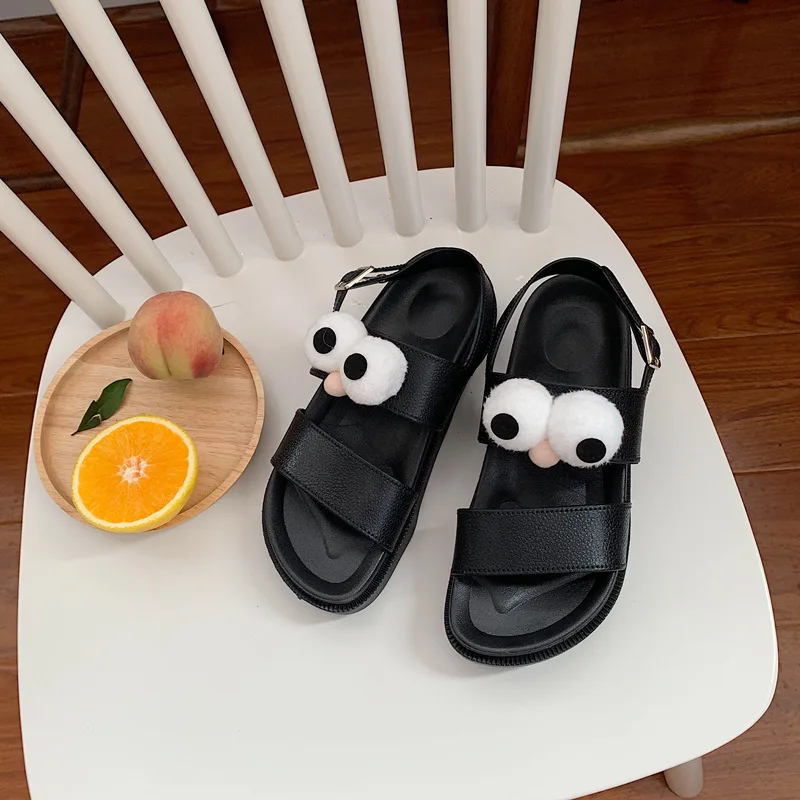 Милые плоские туфли в Корейском стиле Женские Вьетнамки с героями мультфильмов