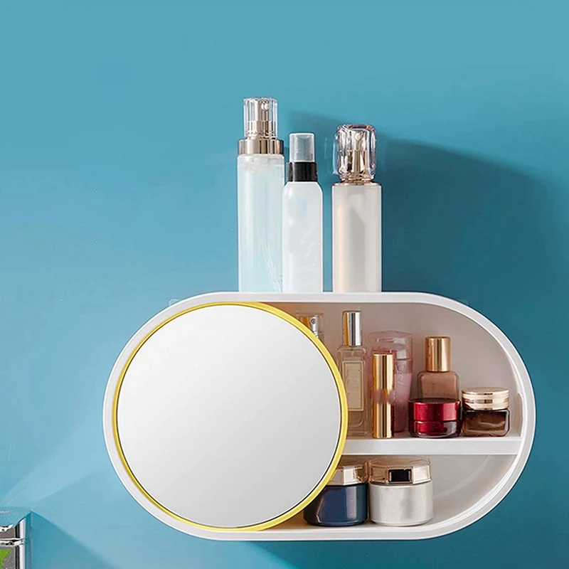 Настенный многофункциональный ящик для хранения косметики ванной комнаты с