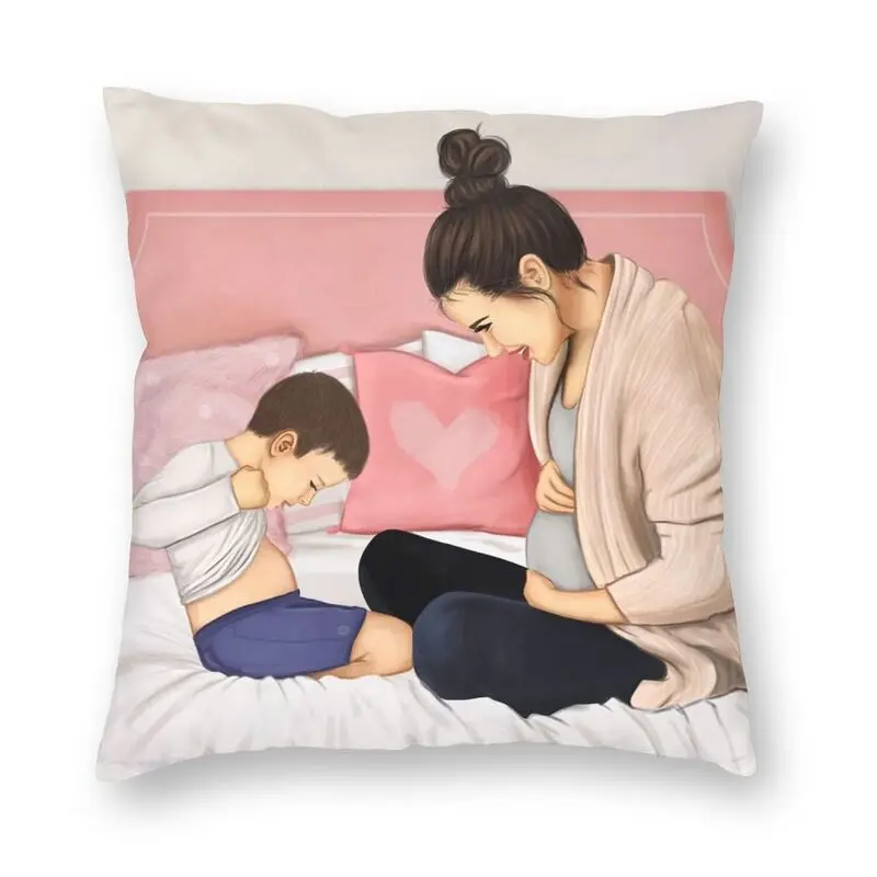 

Vogue Super Mama Cushion Cover Double-sided Cartoon Mom and Baby Throw Pillow Case for Sofa Fashion Pillowcase Home Decorative