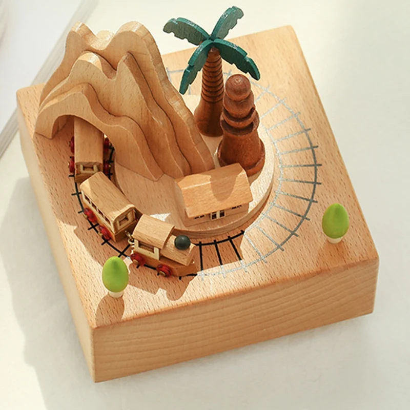 

Wood Christmas Music Box Musical Wooden Boxes Girls Clockwork Craft Engraved Birthday Gift Decoration Accessories