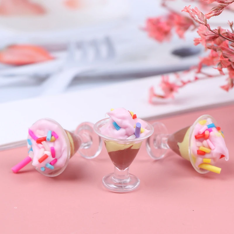 

1Pc 1/12 Dollhouse Miniature Food Mini Resin Ice Cream Cups Drinks Model Toys
