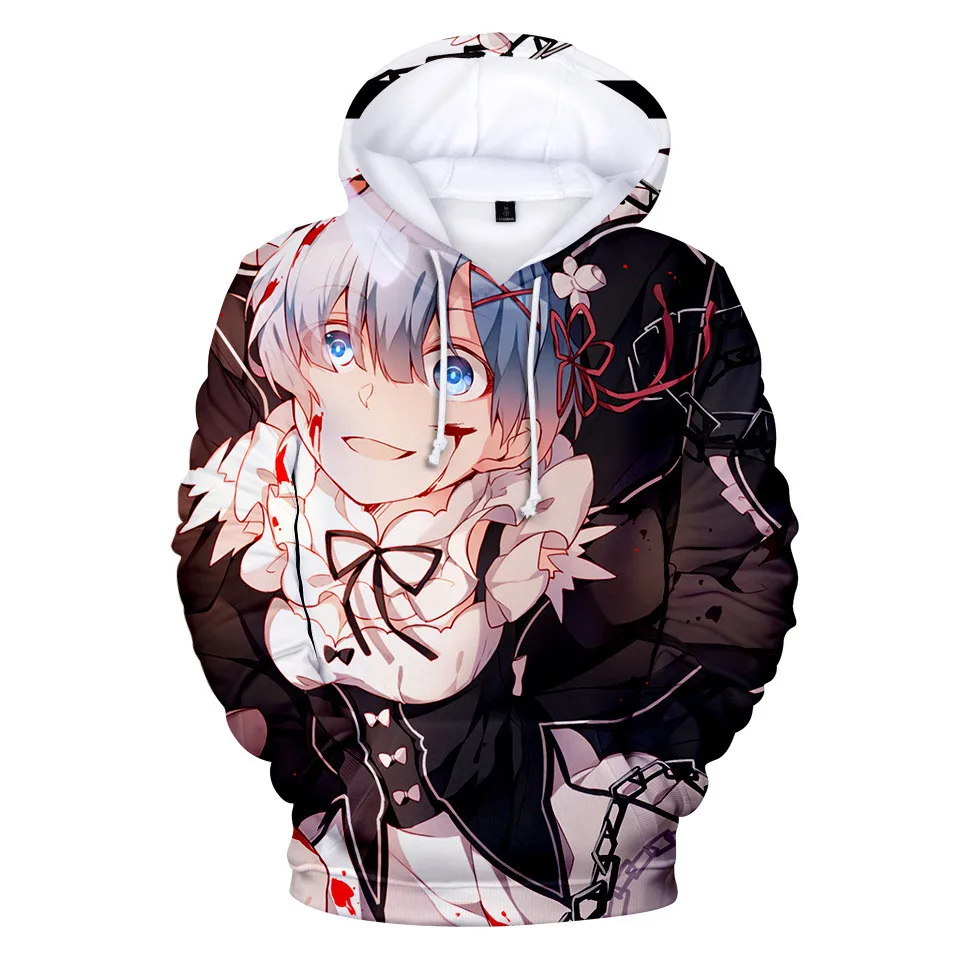 

Толстовка с капюшоном с 3D принтом в стиле аниме Re ZERO Start Life, для мальчиков и девочек, в стиле Харадзюку, модная Толстовка в стиле хип-хоп