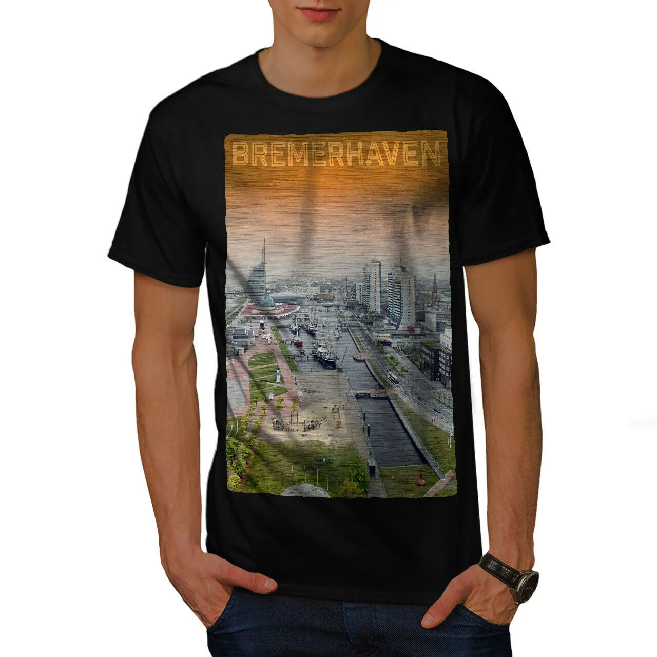 

Bremerhaven City Landscape Photos Graphic Design Printed Mens T-Shirt Summer Cotton Short Sleeve O-Neck Unisex T Shirt New S-3XL