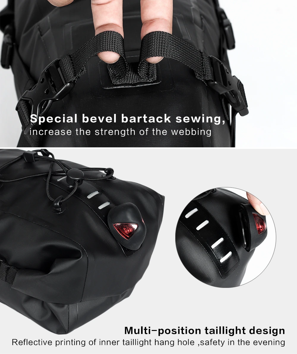RHINOWALK 10L 12L полностью водонепроницаемая велосипедная седельная сумка для шоссейного горного велосипеда, велосипедная задняя стойка, сумка для багажа, Аксессуары для велосипеда
