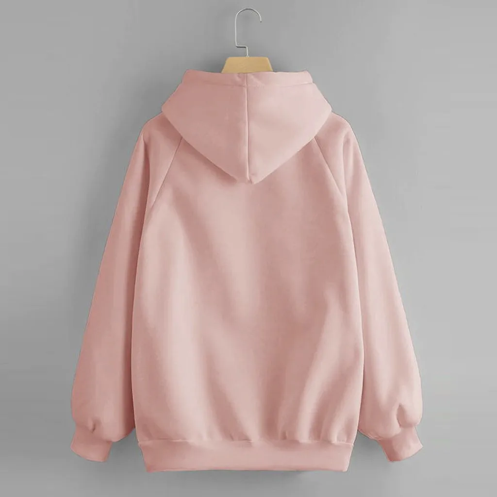 Women Casual Hoodie Solid Color Hooded Pocket Long Sleeve Pullover Sweatshirt Streetwear Women Oversized Hoodies Sudaderas