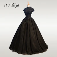 its yiiya wedding dress 2019 high neck beading lace black wedding dresses elegant plus size crystal long vestido de novia ch057