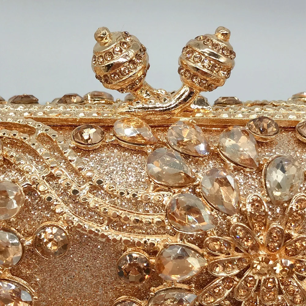 

Best Selling Gold Rhinestone Clutch Purse Evening Bags Clutches Elegant Women Floral Shoulder Handbags Small Chain Phone Case