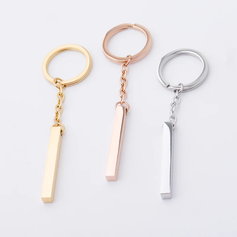 

Fnixtar 20Pcs/Lot 3D Blank Bar Key Chain Mirror Polished Stainless Steel Keychains For DIY Making Keychain Womens Mens Jewelry