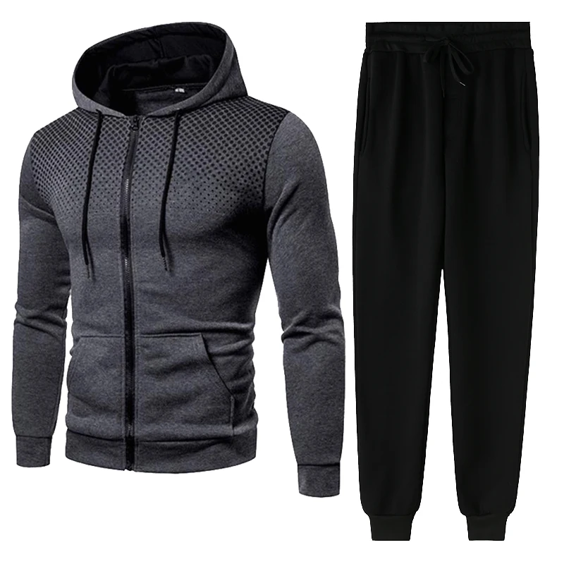 

Мужской костюм на молнии, Однотонный свитер с капюшоном, повседневная спортивная одежда, спортивная рубашка, новый тренд 2021 года, костюм для...