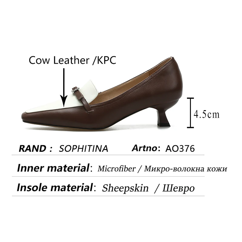 

SOPHITINA Women's Shoes Square Buckle Rhinestone Decoration Small Square Toe Shoes Mid-mouth Slip-On Leather Pumps Female AO376