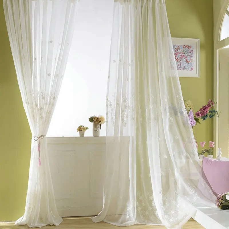 Вышитые тюлевые шторы с цветами в пасторальном стиле сливы для гостиной кухни
