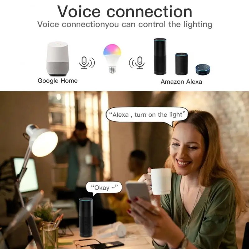 Умсветильник лампа B22 E27 с Wi Fi 15 Вт 9 LED RGB работает Alexa/Google Home функция регулировки