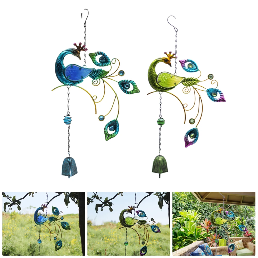 

Colorful Peacock Pendant Bell Wind Chimes Yard Garden Beauty Peacock Design Large Hanging Pendant Outdoor Ornament Home Decor
