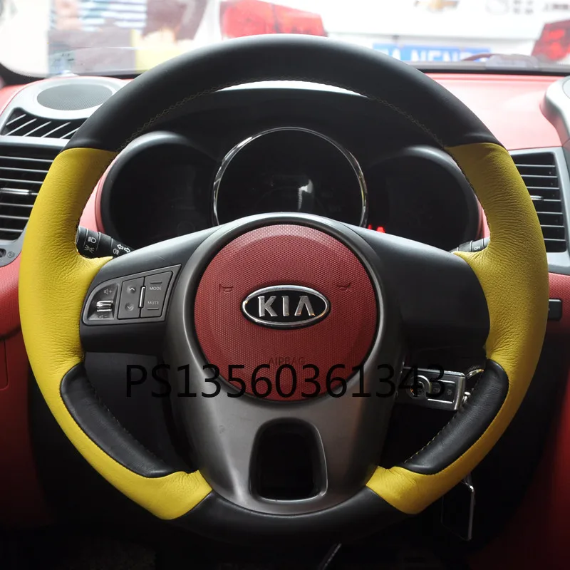 

DIY hand-sewn steering wheel cover fit for Kia package Cachet Optima Seltos Sportage KX7 cerato sportage leather grip cover