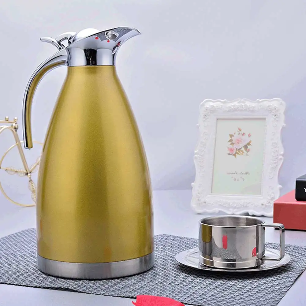 

Stainless Steel Thermal Bottle Coffee Tea Carafe 2L Double Wall Insulated Vacuum Flasks Travel Thermos Jug Water Pot Kettle