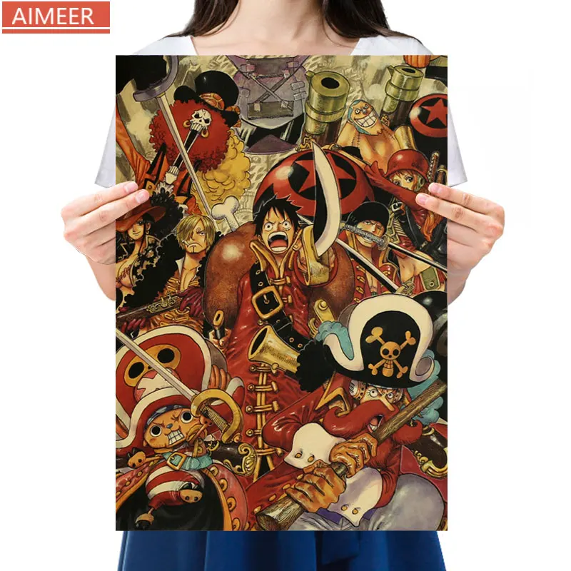 AIMEER One Piece Аниме персонаж Луффи Стиль 29 ретро крафт бумага мультфильм серия постер