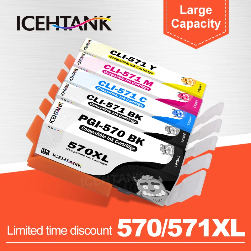 

ICEHTANK PGI 570 PGI-570 CLI-571 совместимый чернильный картридж для Canon PIXMA MG5750 MG5751 MG5752 MG6850 MG6851 MG6852 принтер