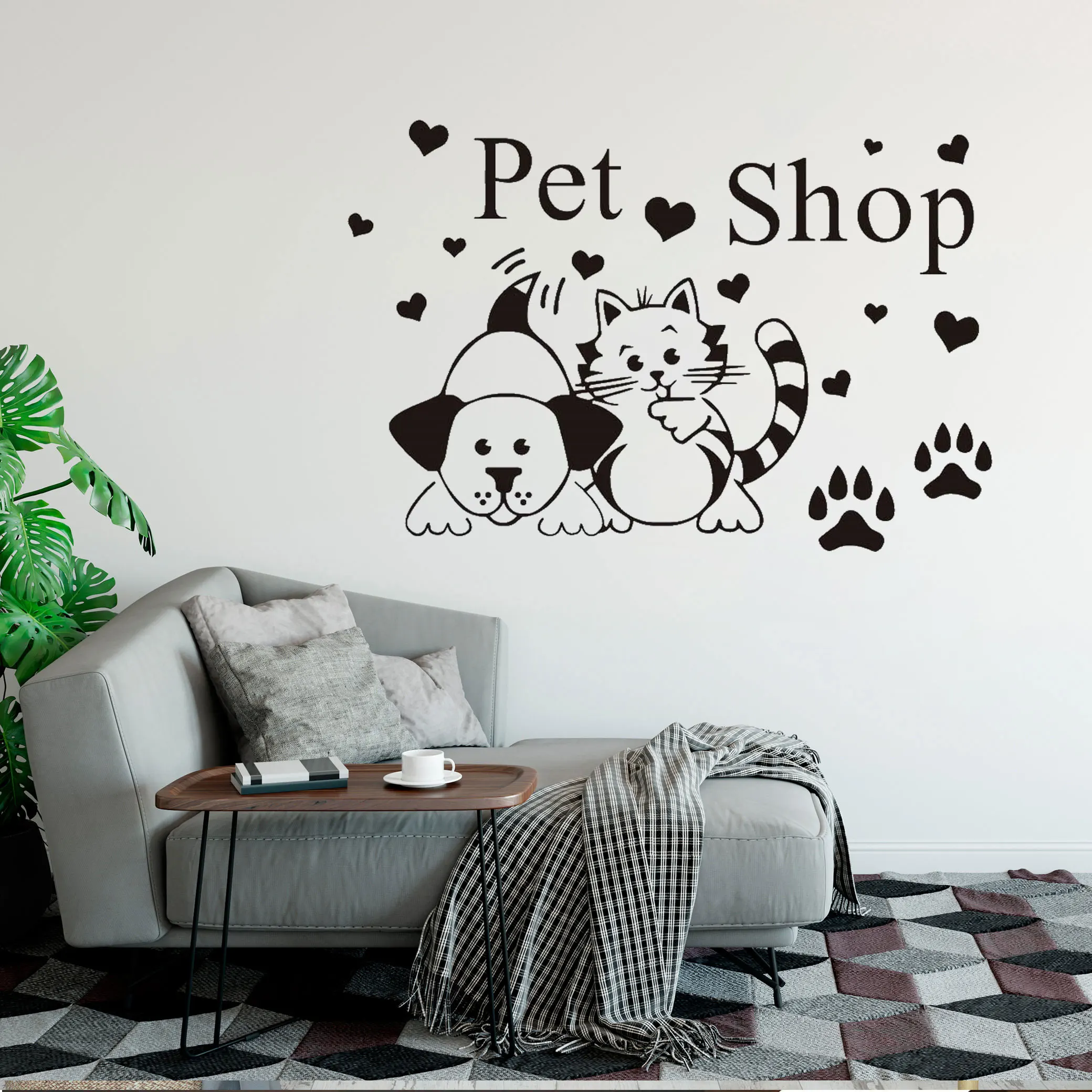 

Lovely Dog & Cat Wall Decal Pet Shop Grooming Salon Decor Paws Print Vinyl Sticker Kids Room Decoration DW21370