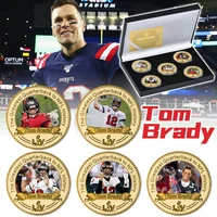 the greatest quarterback gold plated commemorative coin set with coin holder american football mvp souvenir coin sports gifts