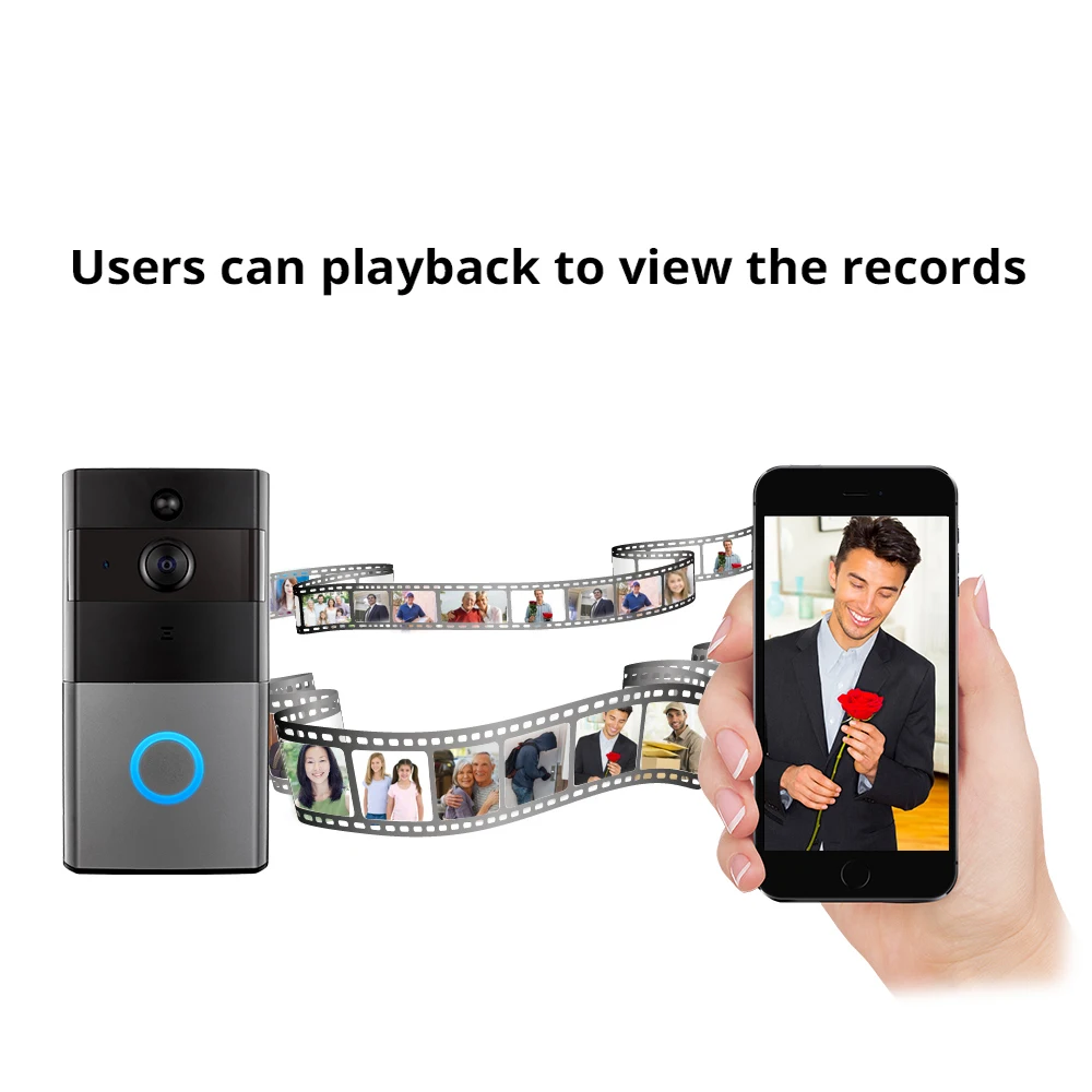 Беспроводной дверной звонок с Wi Fi и камерой ночного видения 1080P|Видеодомофон| |