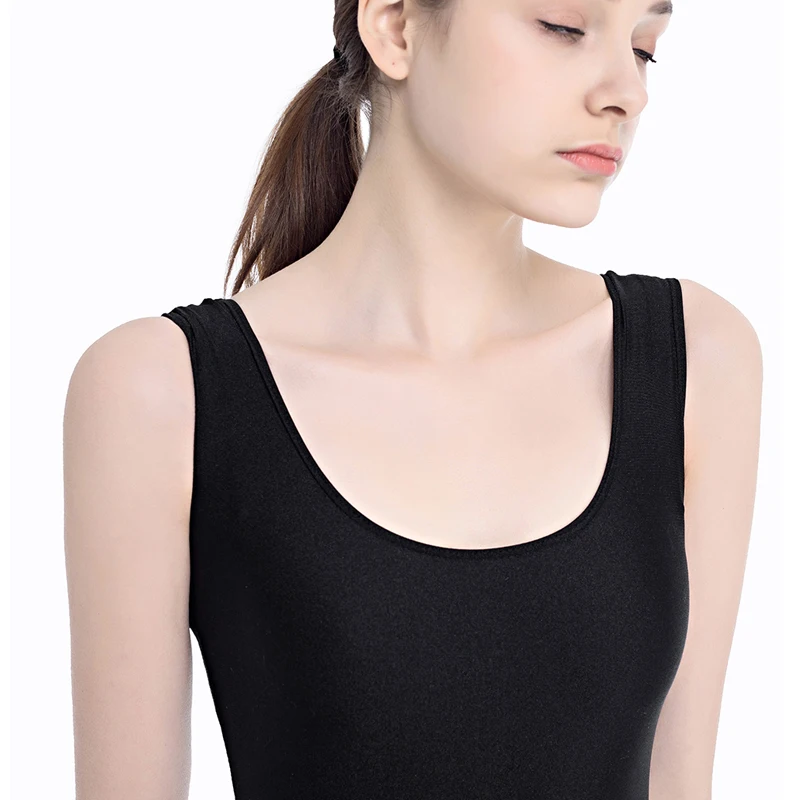Черный комбинезон для Womnen балетное трико из спандекса без рукавов