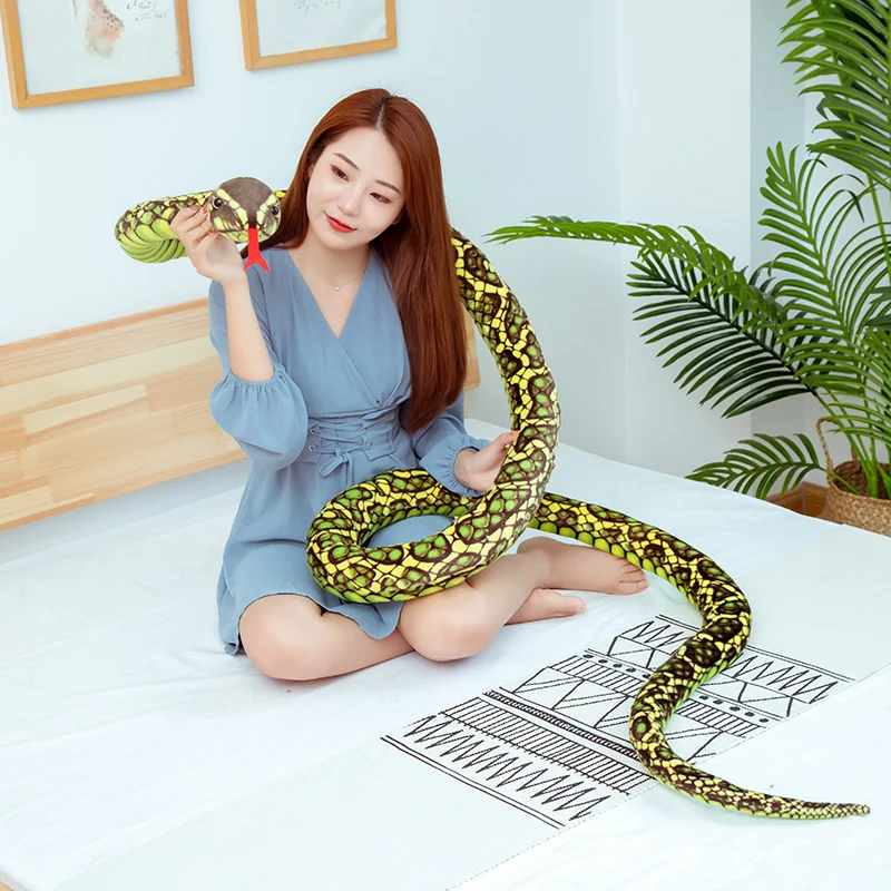 

300CM Simulation Cobra and Python Snake Plush Toys Dolls Soft Animal Stuffed Toy for Kids Children Funny Birthday Christmas Gift