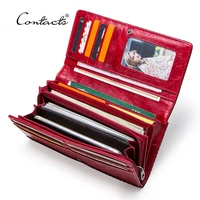 contacts women clutch wallet genuine leather luxury brand purse for cell phone female long wallets evening bag fashion walet