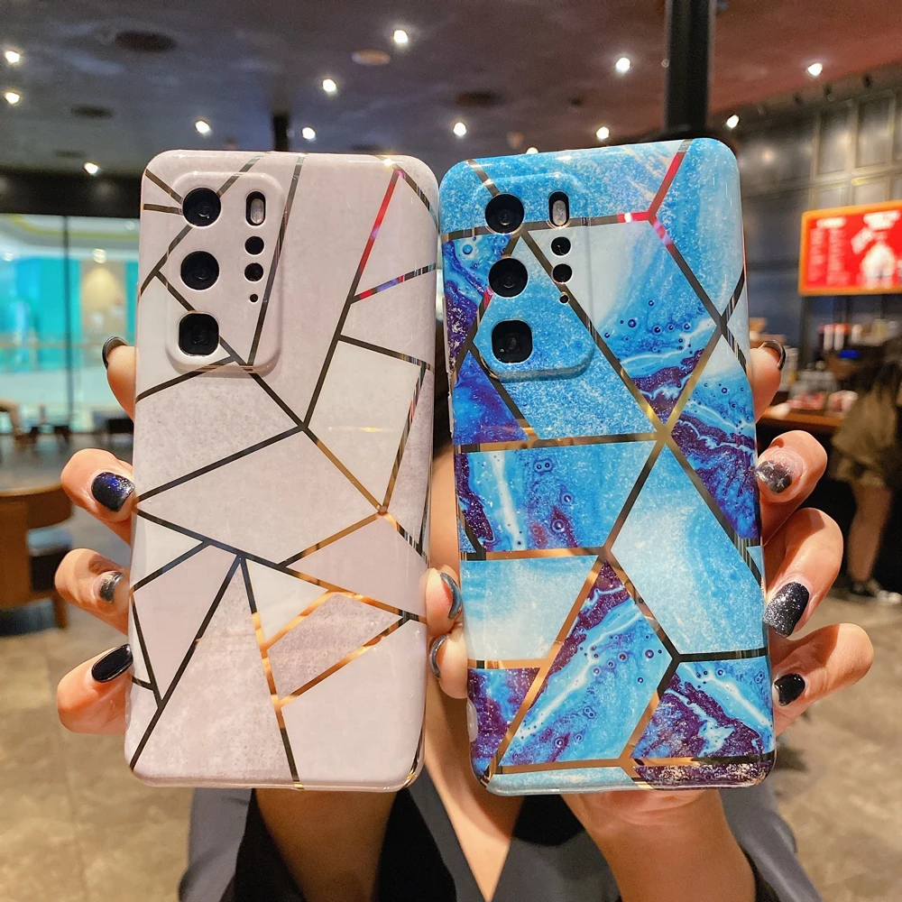 Геометрический чехол для Huawei Mate 30 20 P40 P30 P20 Lite Honor Pro V20 Nova 7 SE мягкий IMD с полной