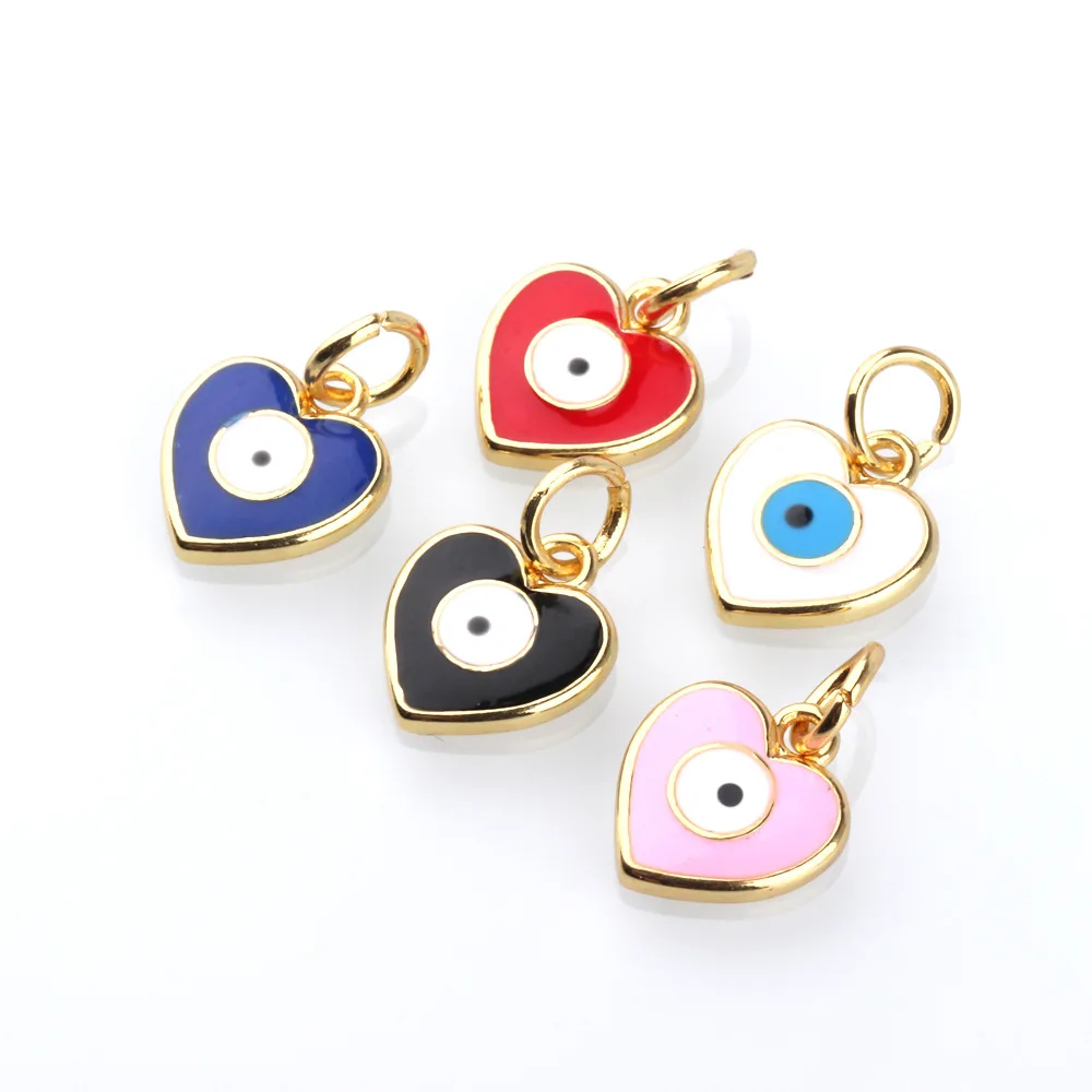 

Meibeads Copper Heart Pendant Turkey Evil Eye Charm Jewelry Making Diy Accessories Women's Necklace Bracelet Findings 2pcs/lot