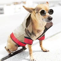 luxury pet hoodie autumn and winter fashion windbreaker french bulldog corgi teddy tide brand dog clothes with lining