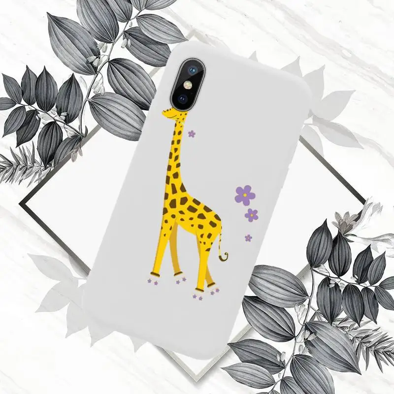 

Cute Cartoon Giraffe animal Phone Case Candy Color for iPhone 6 7 8 11 12 s mini pro X XS XR MAX Plus