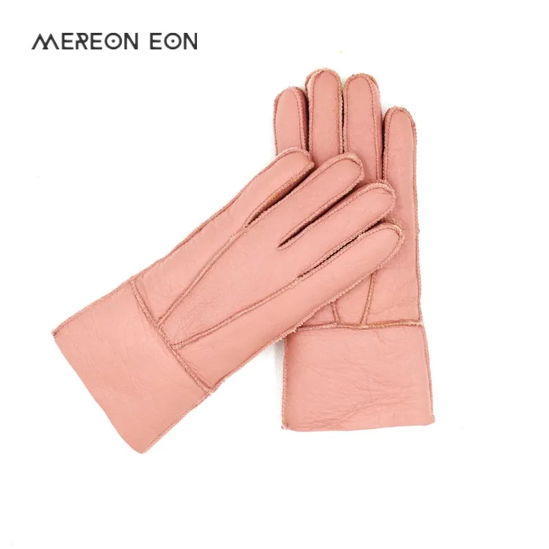 Женские зимние перчатки из натуральной овчины теплые и кашемира с мехом