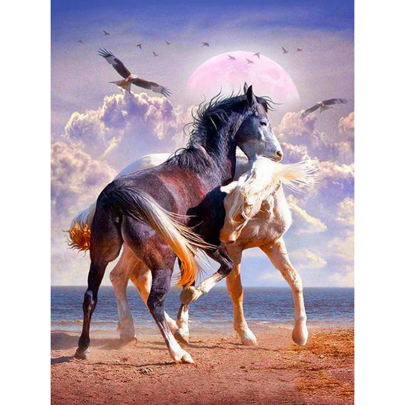 

5d Diy Diamond Painting Horse Animal Full Square Circle Diamond Embroidery Clouds Cross Stitch Picture Mosaic Home Decor X60