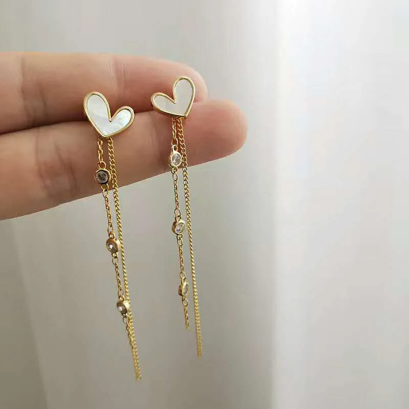Длинные висячие серьги XIYANIKE с кисточками белым сердцем женские темпераментные