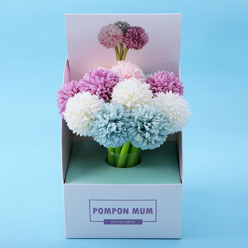 

4 Pack Novelty Gel Pen Blue Gel Pen Cartoon Bloom Flower Design 0.5mm Signature Pen Novelty Stationary for Kids Gift