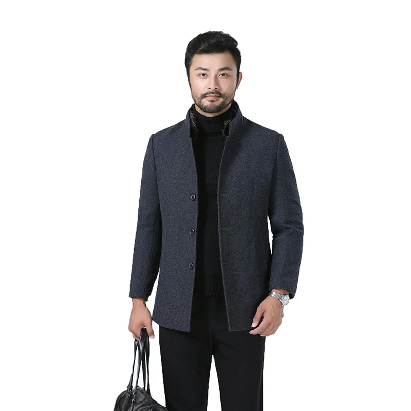 Зимнее шерстяное пальто для мужчин Peacoat 2019 модное умное деловое приталенное