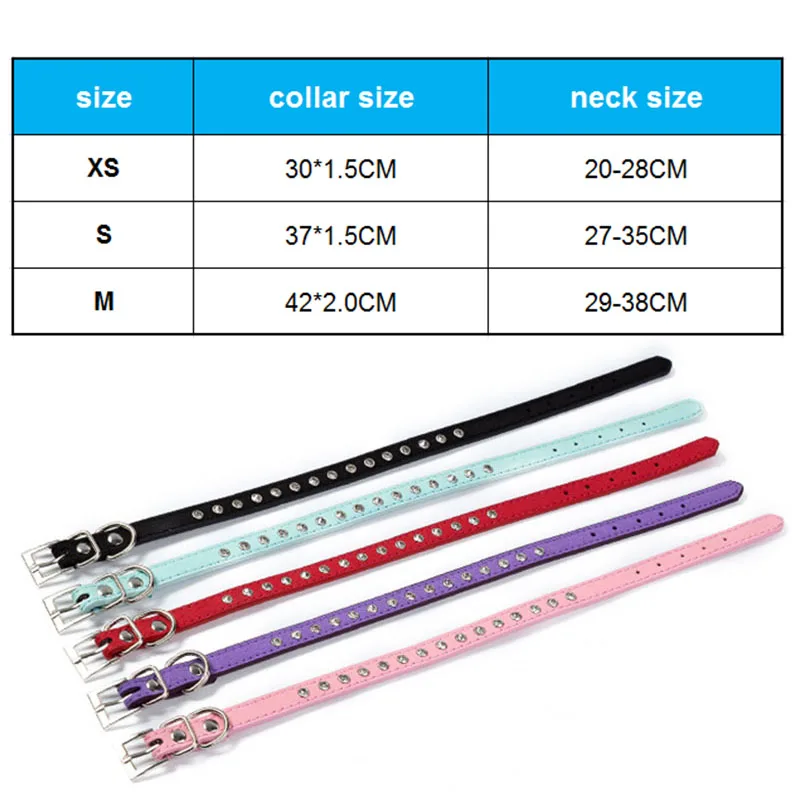 Милый ошейник для кошек с кристаллами Однорядный кожаный домашних животных