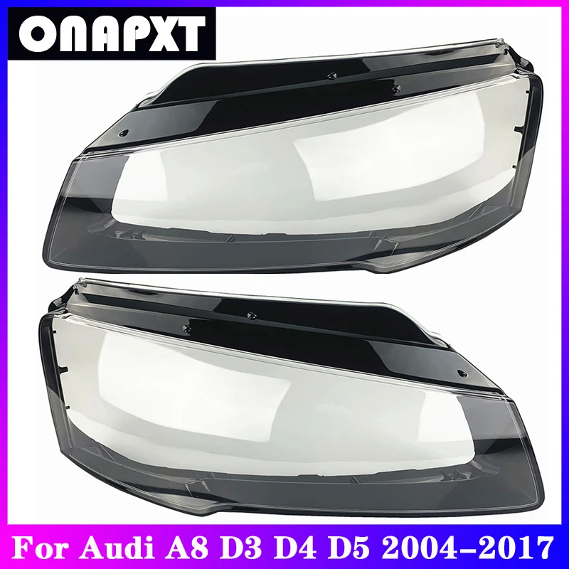 

Car Transparent Front Headlight Cover 2004-2017 Lens Glass Lampshade Bright Head Light Caps Lamp Shell For Audi A8 D3 D4 D5