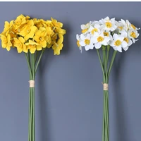 6pcs bundle daffodil orchid white wedding bridal bouquet mariage diy scrapbook flores artificiales house decor