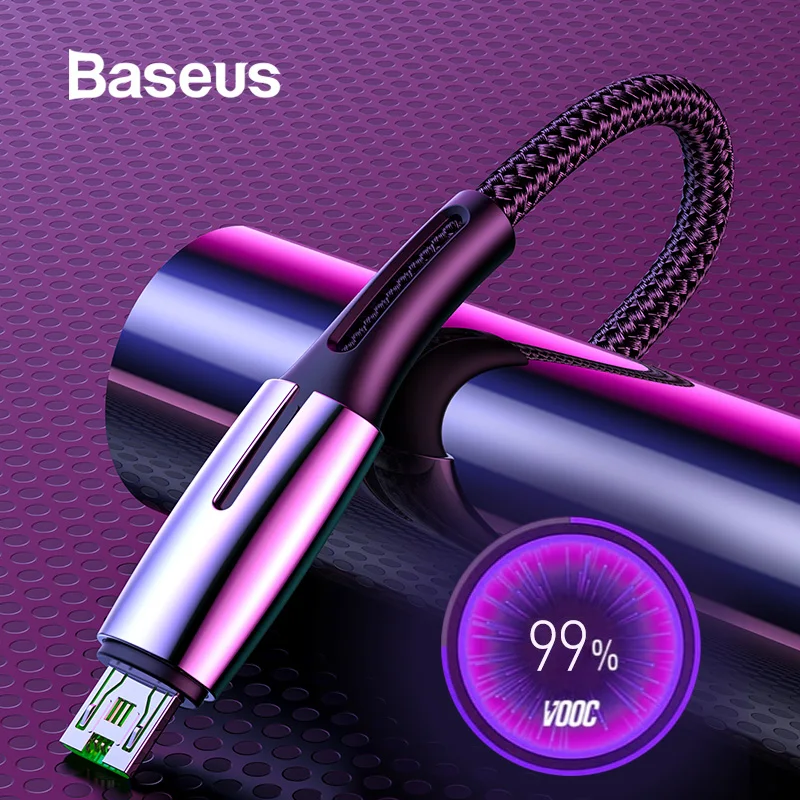 Baseus Micro USB кабель для OPPO 4A VOOC Быстрая зарядка кабель зарядного устройства микро-usb для samsung Xiaomi Redmi Note 4 5