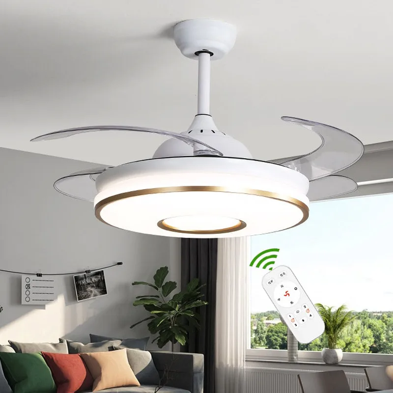 Светодиодный потолочный вентилятор невидимый светильник для гостиной простой