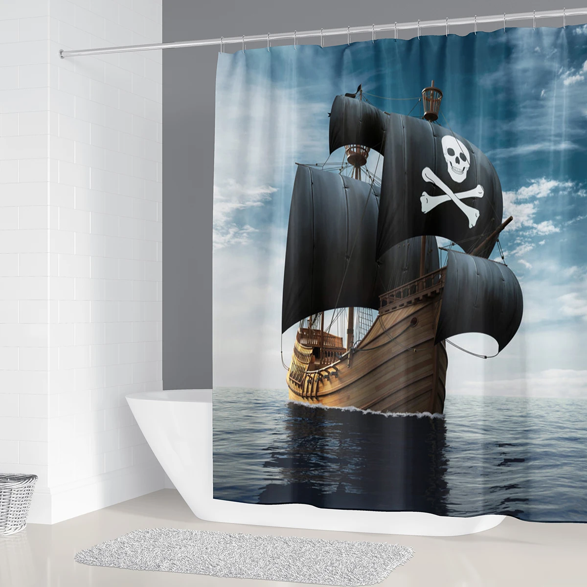 3D океан таинственный пиратский корабль душ Шторы s с крючками Ванная комната