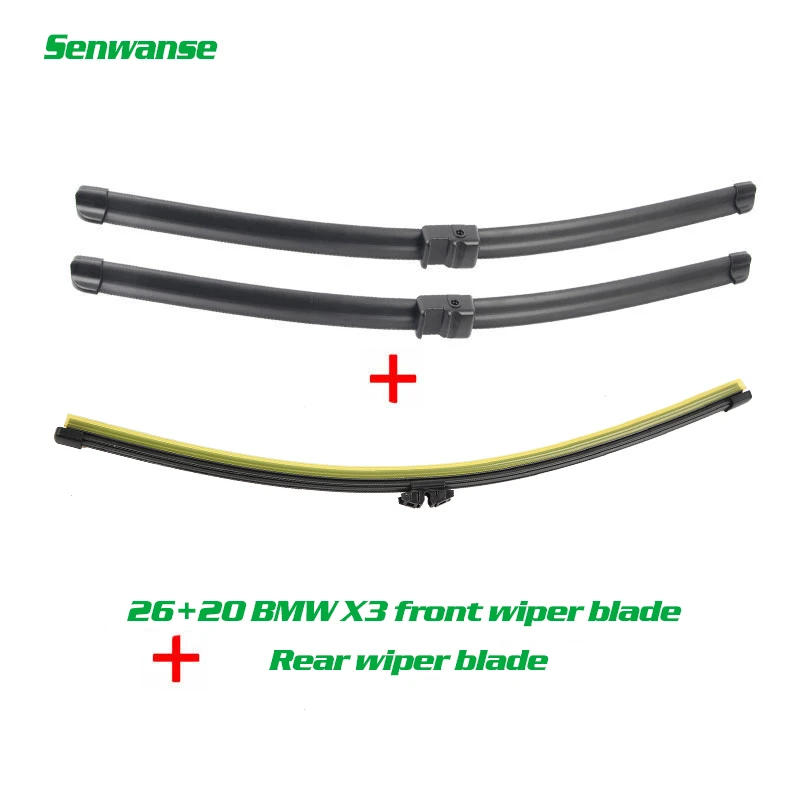 Senwanse Front and Rear Wiper Blades For BMW X3 F25 2010- 2017 high quality Windshield Windscreen Wiper 26