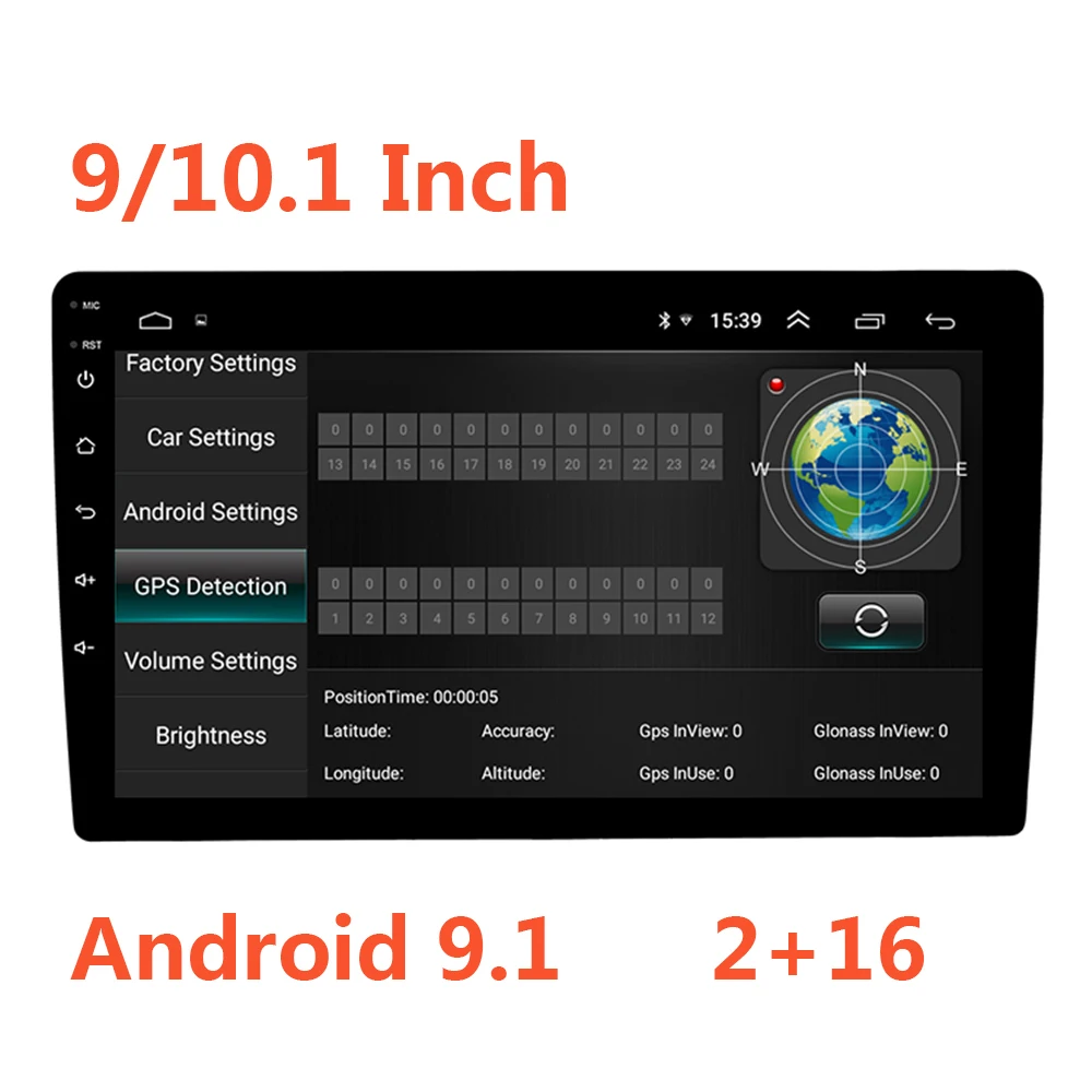 9/10. 1 дюймов Android 9 2 + 16 автомобильный Радио плеер Din Авторадио Авто стерео радио Wifi
