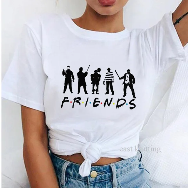 Женская футболка с короткими рукавами ERNESTNM летняя свободная круглым вырезом и