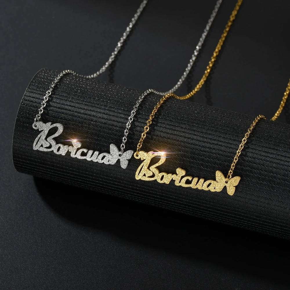 Персонализированные ожерелья Raexrage с именем короны пары подвески бабочки из