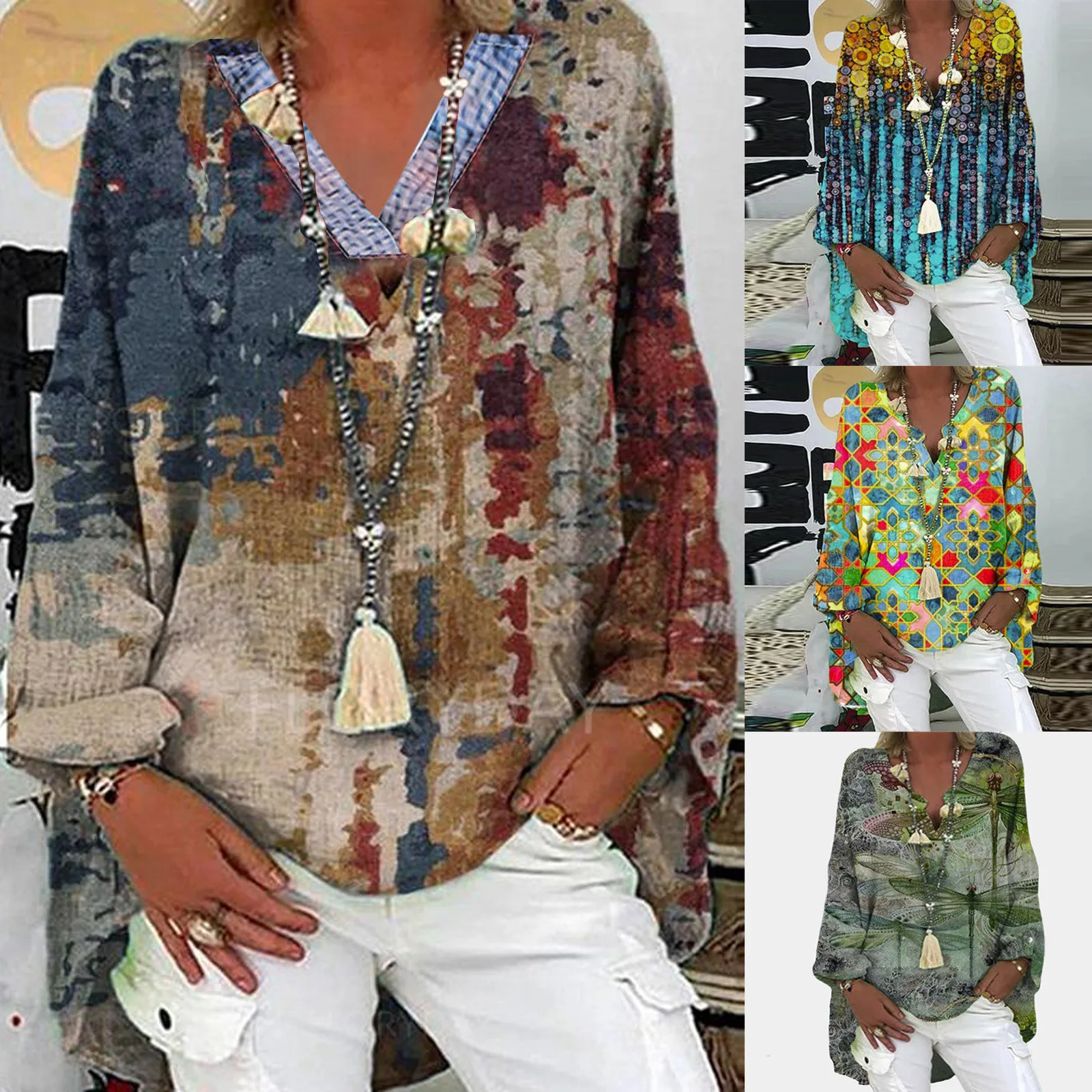 В винтажном стиле Из хлопка и льна на Размеры d Рубашка Блузки 3xl размера плюс с