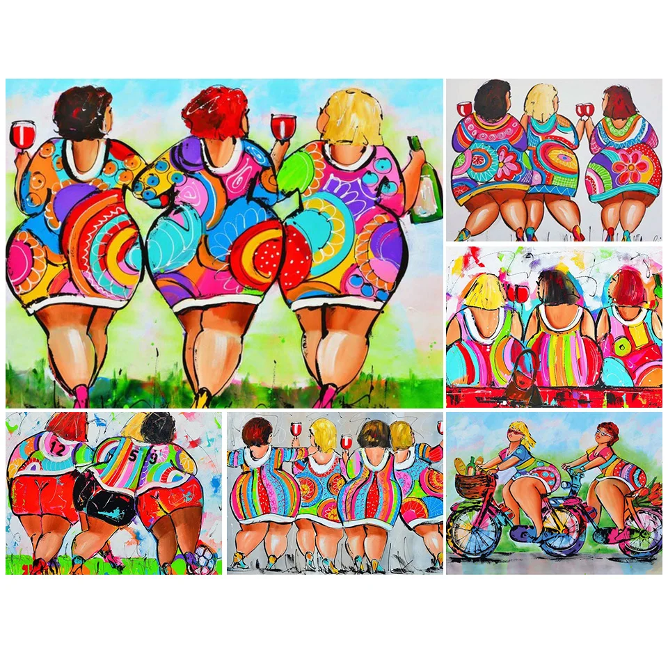 5D DIY Алмазная картина мультфильм сексуальная Женская Толстая дамская вышивка