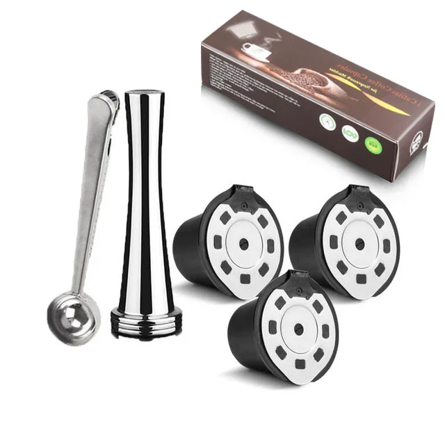 Новая версия Crema Nespresso из нержавеющей стали многоразовые кофейные капсулы трамбовочные кофейные капсулы для машины Nespresso - Цвет: 3capsule 1tamp 1s